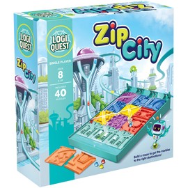 Zip City Logic Puzzle Board Game | LogiQuest Puzzle Adventure Game | Kids & Family Puzzle Game | Includes 40 Puzzles | Ages 8+ | 1 Player | Avg. Playtime 15 Minutes