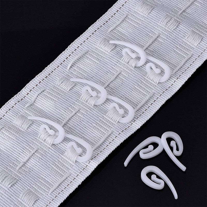 tooloflife 100 Pack White Plastic Curtain Hooks 2.8 by 1.2