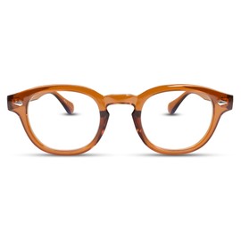 Brown Retro Clear Frame Blue Light Reading Glasses for Women with Sturdy Made - Trendy Bluelight Blocking Readers for Women - Suitable for all Face Shapes Fashion Blue Blocker Cheaters - Readers 2.5