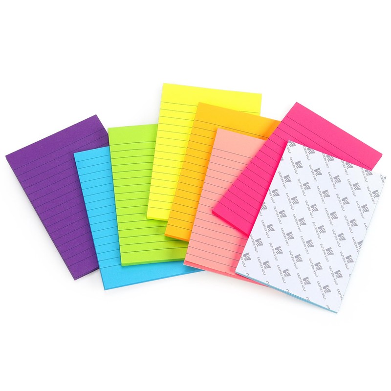Eastern Wolf 8 Pads Lined Sticky Notes 4x6 in, Sticky
