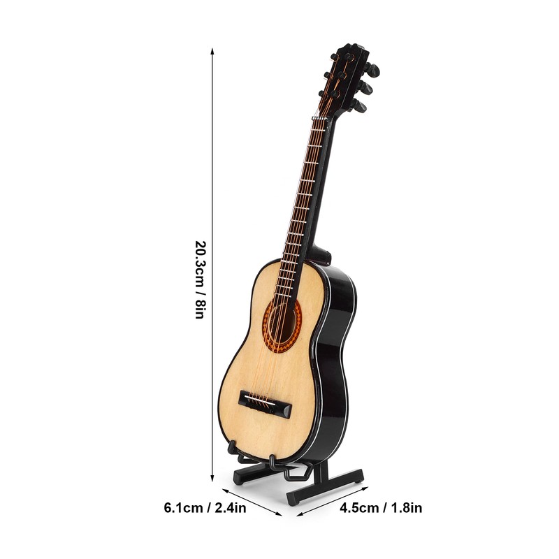 Miniature Wooden Classical Guitar Model with Stand Musical Instrument Ornaments