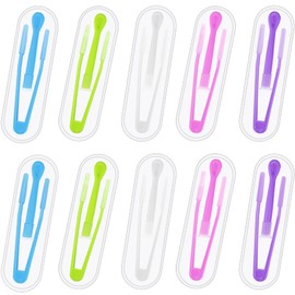 JUNEBRUSHS 10 Pack Colorful Contact Lens Remover and Inserter Tool Case Set, Portable Tweezers with Soft Tip, Applicator for Soft Hard Contact Lenses