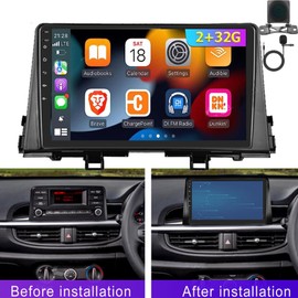 Car Stereo for Kia Picanto 2016 2017 2018 2019 2016-2019 [2+32G] Wireless Carplay Android Auto Android 13 9inch Touch Screen Car Radio for Kia Morning 16-19 FM WiFi GPS Bluetooth AHD Camera