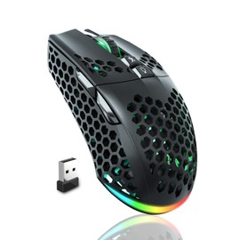 SOLAKAKA SM600 Honeycomb Shell Gaming Mouse Wireless,Tri-Modes BT5.1/2.4G Wireless/Type-C Wired Gamer Mouse with 2 Side Buttons, Macro Programmable and RGB Light for PC/Mac/Laptop,Black