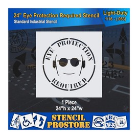 Safety Floor Marking Stencil - 24 inch Eye Protection Stencil - 24'' x 24'' x 1/16'' (63 mil) - Light-Duty