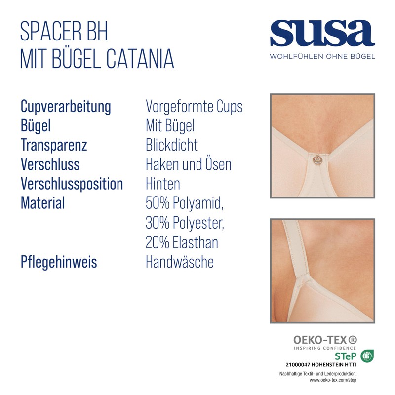 SUSA 7869-288 Women's Catania Skin Non-Padded Underwired Support Coverage Full