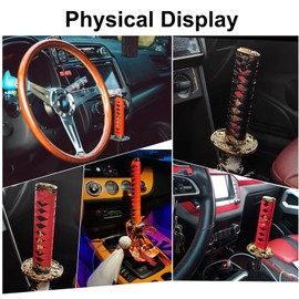 GSTP Automatic Katana Shift Knob Universal for Cars with Lock Button Samurai Sword Weighted Gear Shifter Konb (26cm Black&Red)
