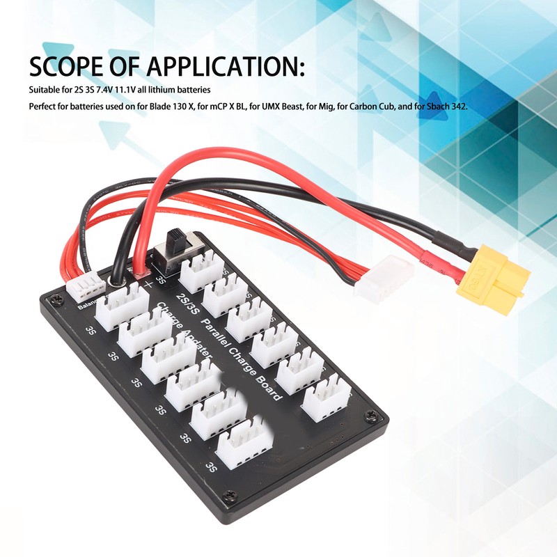 7.4V LiPo Parallel Charging Board 3Pin 4mm Banana Plug 2S