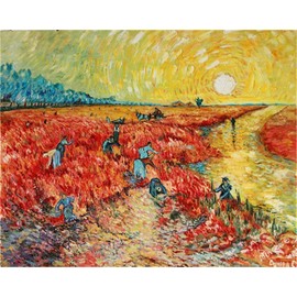 YEESAM ART Paint by Numbers for Adults, The Red Vineyard by Van Gogh 16x20 Inch Linen Canvas Acrylic DIY Number Painting Kits Wall Art Decor Gifts (Without Frame)