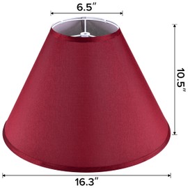 GO&SO 2Pcs Large Lamp Shades Burgundy Fabric Lampshade, 6.5" Top x 16.3" Bottom x 10.5" Height, Handcrafted Replacement Lamp Shade for Table,Floor Lamps,Spider Empire Lamp Cover, Assembly Required