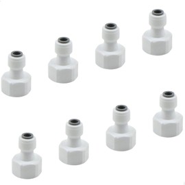 Water Inlet Pipe Connection Adapter Connector Hose Connector Universal Water Filter Fitting Fridge Connection Kit 1/2 Inch Thread Connection Conversion to 1/4 Inch Quick Connection Pack of 8