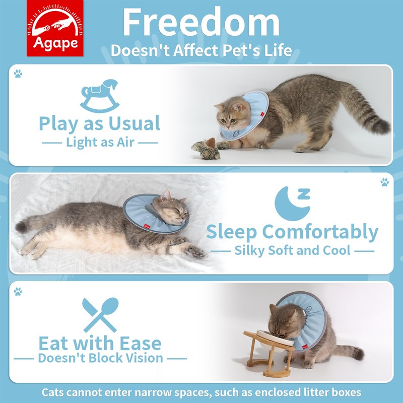 Agape Comfortable Cat Cone - Lightweight Soft Recovery Collar for