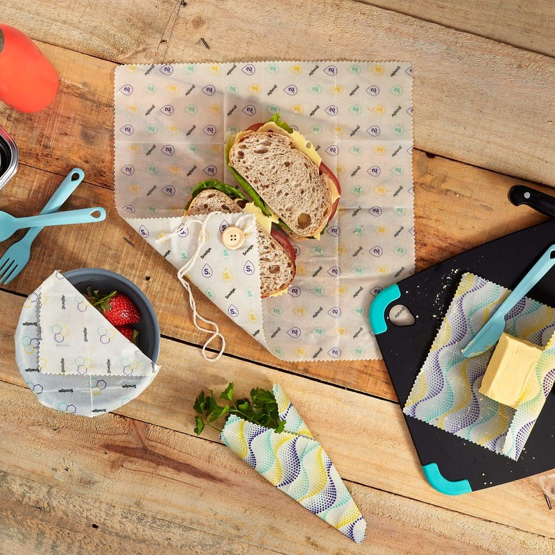 Smidge Beeswax Wrap Kitchen Set of 3, Reuseable & Compostable,