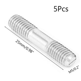 TOP-VIGOR 5Pcs Double End Threaded Stud Screw Bolt, M5x25mm 304 Stainless Steel Rod Bolts Thread Reducer Adapter, Adjustable Push Rod Stud for Furniture Hardware Machinery Maintenance and Fixes