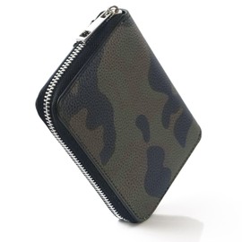 Ignition Original Saffiano Leather Zip Around Bifold Wallet Coin Purse, camo