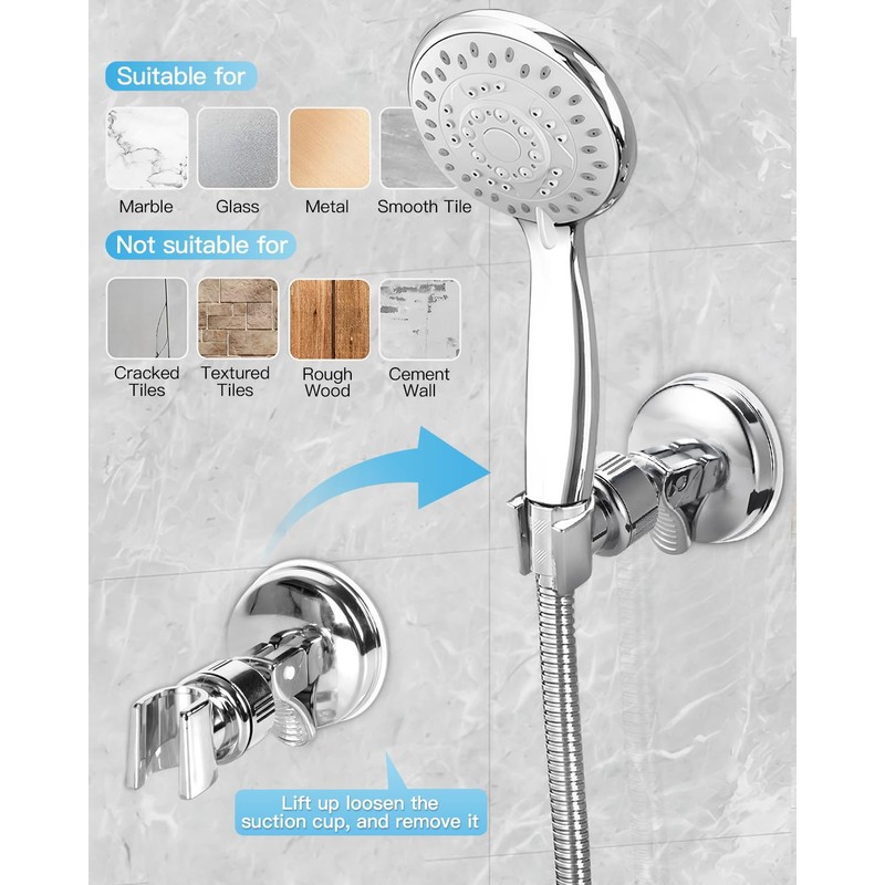 Shower Holder, Suction Shower Head Holder No Drill, Adjustable Shower