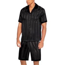 Ekouaer Men Satin Silk Pajamas Set with Pockets Sleepwear Shorts Satin Summer Loungewear 2 Piece Button Down Set S-XXL