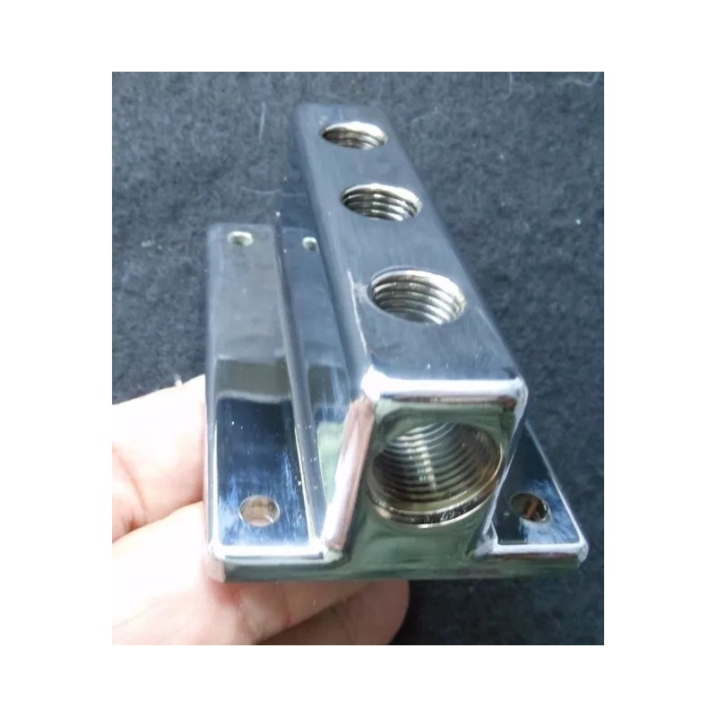 Vintage Speed.com FUEL BLOCK 3x2 CHROME (FB-3x2-3) HOT ROD FLATHEAD