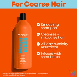 Matrix Total Results Mega Sleek Shampoo 1000 ml Shampoo for Softness and Control of Rebellic Hair