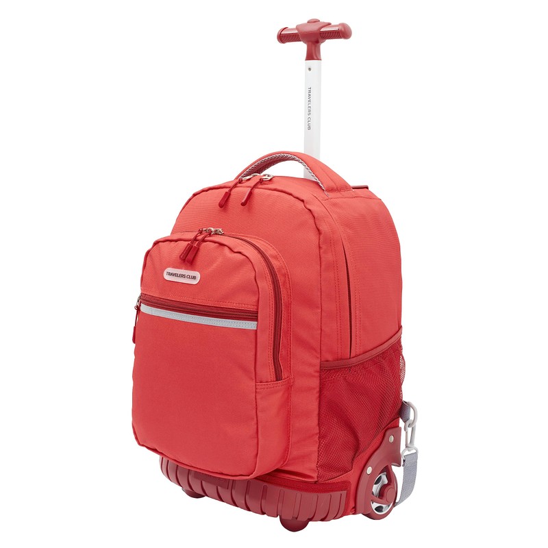 Travelers Club Travelers Club Rolling Backpack, Red, 18 Inch
