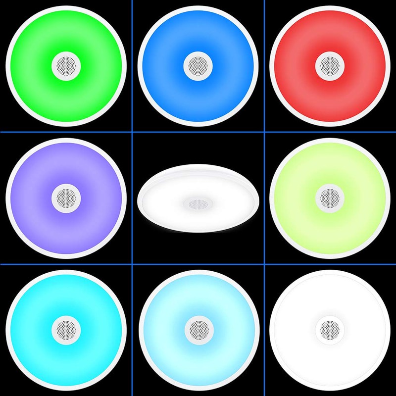 HOREVO Bathroom Ceiling Light Fixture, Waterproof IP65 18W LED Music
