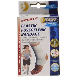 Best Sporting Fußgelenkbandage Elastik, Farbe: weiß, Größe L