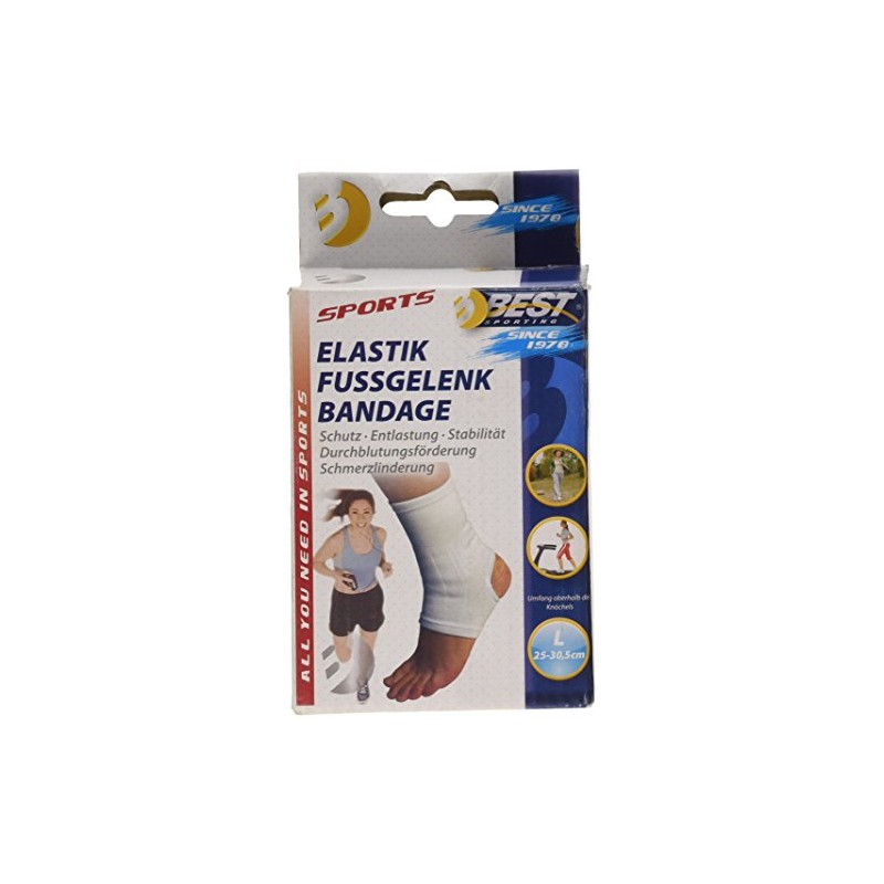 Best Sporting Fußgelenkbandage Elastik, Farbe: weiß, Größe L