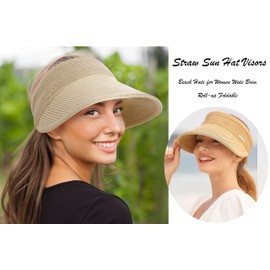 Livingston Wide Brim Hat Women Roll Up Foldable Lightweight Sports Outdoor Sun Hats for Women, Light Pink