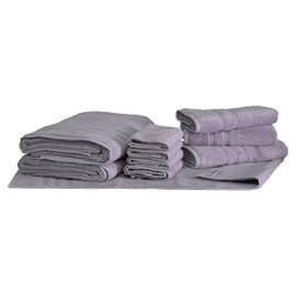 Mosobam Luxury Turkish 10pc Deluxe Bath Bundle Body Hand Face Towel and Mat Lavender Aura 700 GSM & 1000 GSM Bamboo Viscose & Aegean Turkish Combed Cotton