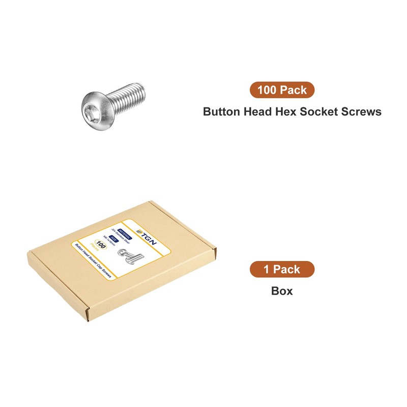 DTGN M6-1x16mm Button Head Socket Cap Screws - 100Pack -