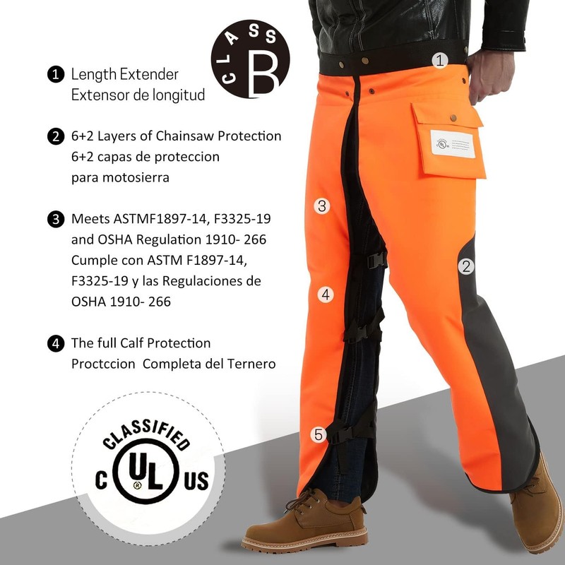 ZELARMAN Chainsaw Chaps Apron Wrap 8-layer for Men/Women Loggers Forest