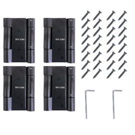 2Pairs 4Pcs 4" Double Action Spring Door Hinge, 3mm Thick 304 Stainless Steel Self-Closing Spring Door Hinge, Cafe Saloon Bar Swing Gate Hinge Black