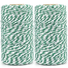 200M Green and White String Twine, Craft Cotton Thread Durable Twine Perfect for Baking, Butchers, DIY Crafts and Handmade Arts (Green and White)