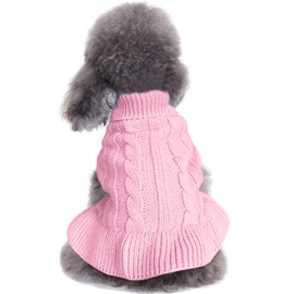 CHBORCHICEN Small Dog Sweaters Knitted Pet Cat Sweater Warm Dog Sweatshirt Dog Winter Clothes Kitten Puppy Sweater (XXS, Dress-Pink)