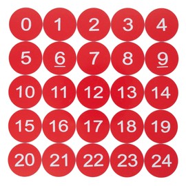 Plastic Numbered Discs Number Tags Engraved Numbered Tags Without Hole Round (0-50, Red)