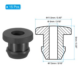 PATIKIL 7.5mm / 5/16" Drill Hole 3/16" Inner Diameter Rubber Grommets 15 Top Hat Grommets Wire Eyelet Ring Gaskets Car Firewall Cable Hole Plug Wire Protection Black