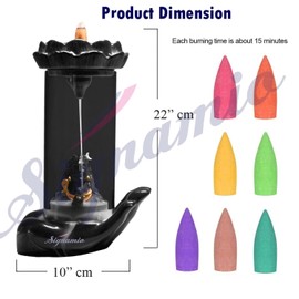 SIGNAMIO® Adiyogi Shiva shivling Smoke Fountain Lingam with Lord adiyogi Idol Ceramic Material Incense Holder Burner Waterfall with 30 Backflow Incense Cones-Hand Adiyogi