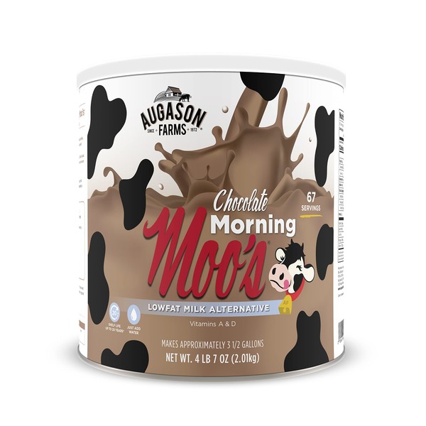 Augason Farms Morning Moo's Chocolate Low Fat Milk Alternative 4 lbs 7 oz No. 10 Can