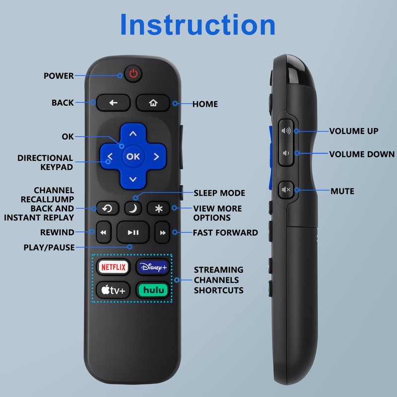 【Pack of 2】 Replacement for Roku-TV-Remote, Compatible for TCL Roku/Hisense