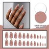 IQXGE Medium Almond Press on Nails French Tip Full Cover