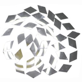 100 Pieces Diamond Shape Mirror Mosaic Tile, 4/5" Silver Small Mirror Self Adhesive Craft Tiny Mirror Tiles for Wall Art Projects Supplies Home Decor