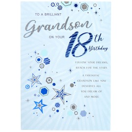 Modern Milestone Age Birthday Card 18th Grandson - 9 x 6 inches - Regal Publishing,Blue