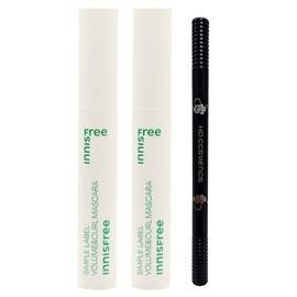 Innisfree Simple Label Mascara Long & Curl 2 x + Eyebrow Dark Brown 1 x Innisfree / 이니스프리 심플라벨 마스카라 롱앤컬 2개+아이브로우 흑갈색 1개