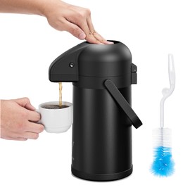 Airpot Coffee Carafe for Keeping Hot - 64 OZ/ 2.0L Coffee Dispenser with Pump - Insulated Stainless Steel thermal carafe for Hot Drinks Water Tea Chocolate - Hot Beverage Dispenser for Parties
