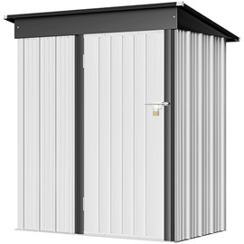 Greesum Metal Outdoor Storage Shed 5FT x 3FT, Steel Utility Tool Shed Storage House with Door & Lock, Metal Sheds Outdoor Storage for Backyard Garden Patio Lawn (5' x 3'), White