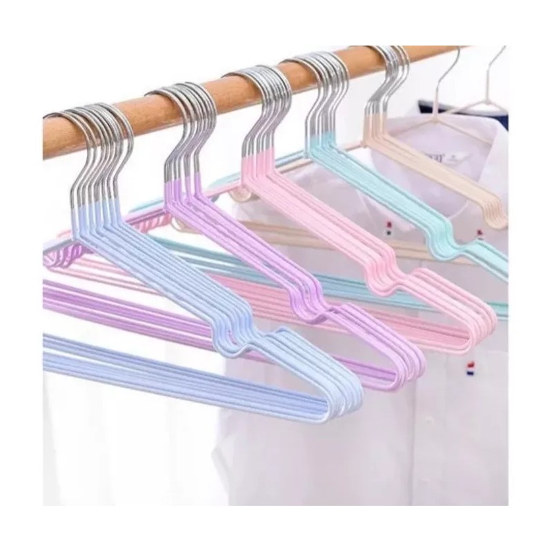 24x7 Paquete 100 Ganchos Ropa Metalicos Antiderrapantes Mayoreo
