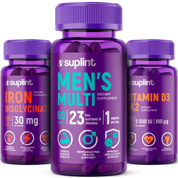 Men’s Daily Strength Bundle – Multivitamin, Vitamin D3 K2, Iron