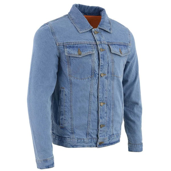 Milwaukee Leather Men's Classic Motorcycle Denim Jacket For All Weather