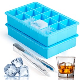 ZDPMK 2 Pack Ice Cube Trays, ZDPMK Silicone Easy Release Flexible Molds 15 Ice Cubes Tray for FreezerCocktailWhiskeyReusable & BPA Free
