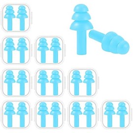 10 pares de tapones para los oídos con cancelación de ruido, silicona suave premium, reutilizables, impermeables, hipoalergénicos, tapones para los oídos para natación, aviones, conciertos, tiro, viajes, dormir y roncar (azul cielo)